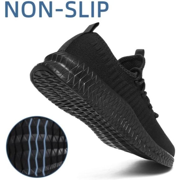 🆕Men All Black Mesh Running Shoes Slip-On Casual Lightweight Athletic Sneakers - Picture 5 of 7